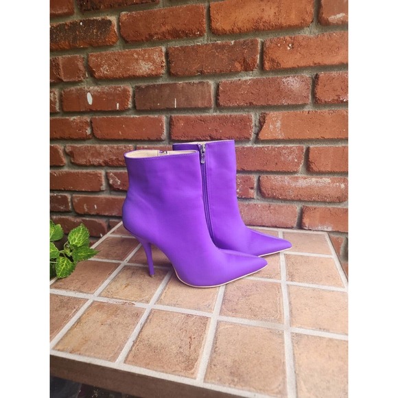 MACKIN J Shoes - MACKIN J 306-1 Women's Faux Leather/Fabric Classic Toe Ankle Bootie PURPLE